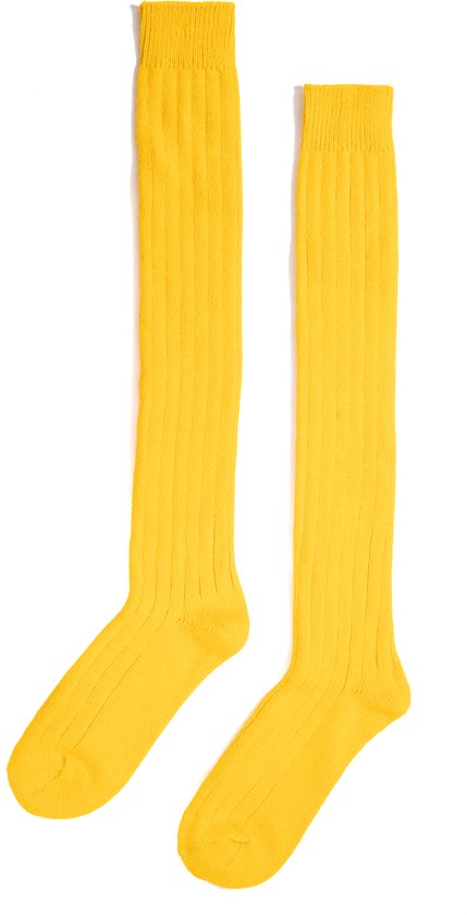 Chaussettes KIMU Jaune Tricotées - Taille 39 40 41 42 43 44 45 46 - Femme Homme Unisexe - Jaune Chaussettes Longues Chaussettes hautes Chaussettes de football Chaussettes de sport Chaussettes hautes Genou Bas Tricotés Pom-Pom Girl Carnaval