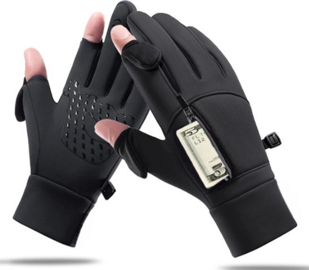 Winter Warme Touchscreen Handschoenen – Winddicht en Koude-Proof voor Buitensporten zoals Fietsen Motorrijden Vissen en Skiën Zwart