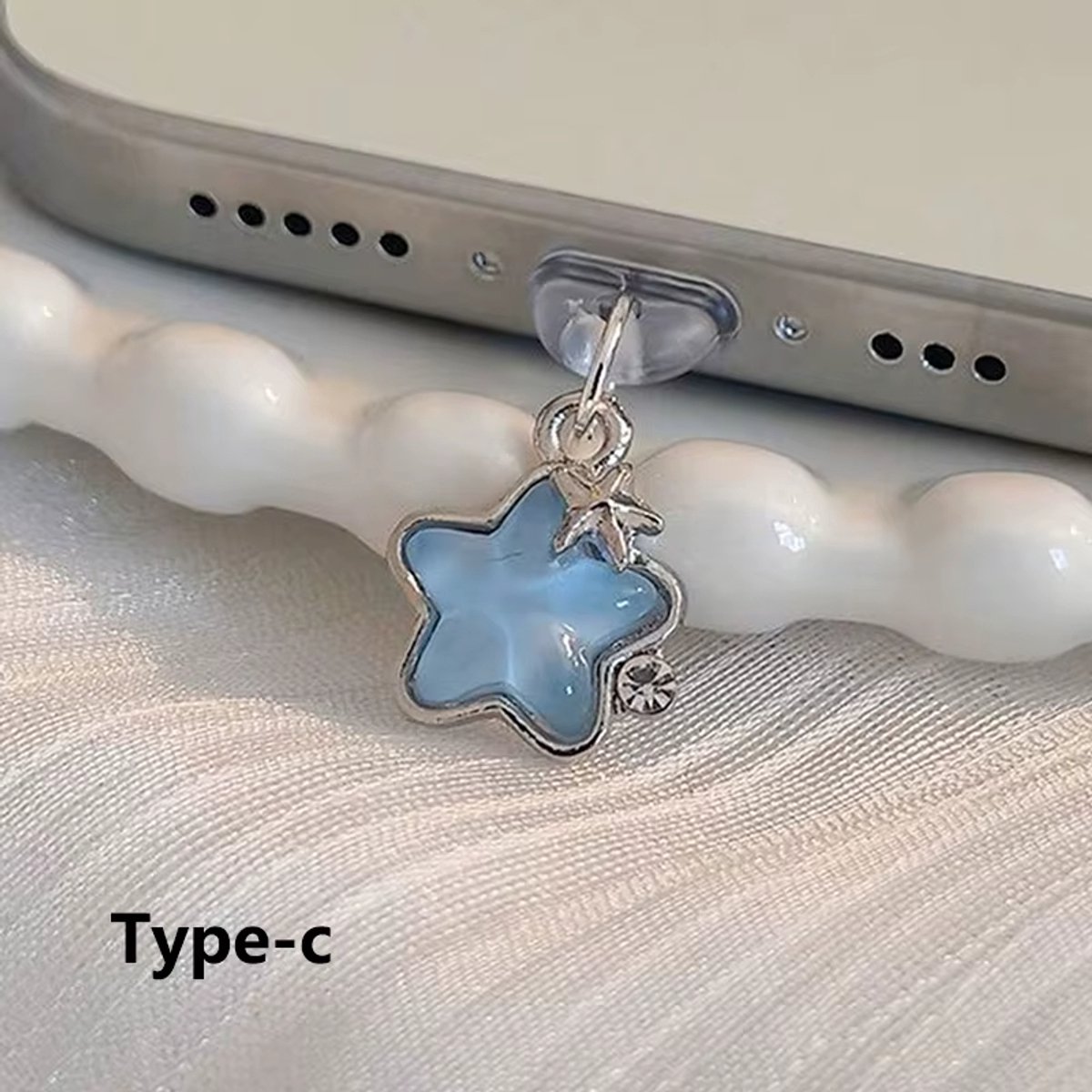 Leuke Telefoon Stofplug met Kristal Ster – Anti-Stof Plug & Charm Hanger – Geschikt voor Type-C – Decoratief Accessoire voor Oplaadpoort Bescherming