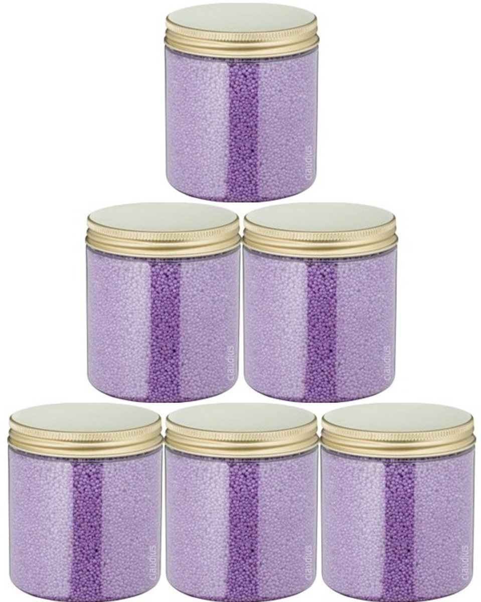 Badkaviaar Lavendel - 200 gram - Pot met gouden deksel - set van 6 stuks - bad parels voor in bad