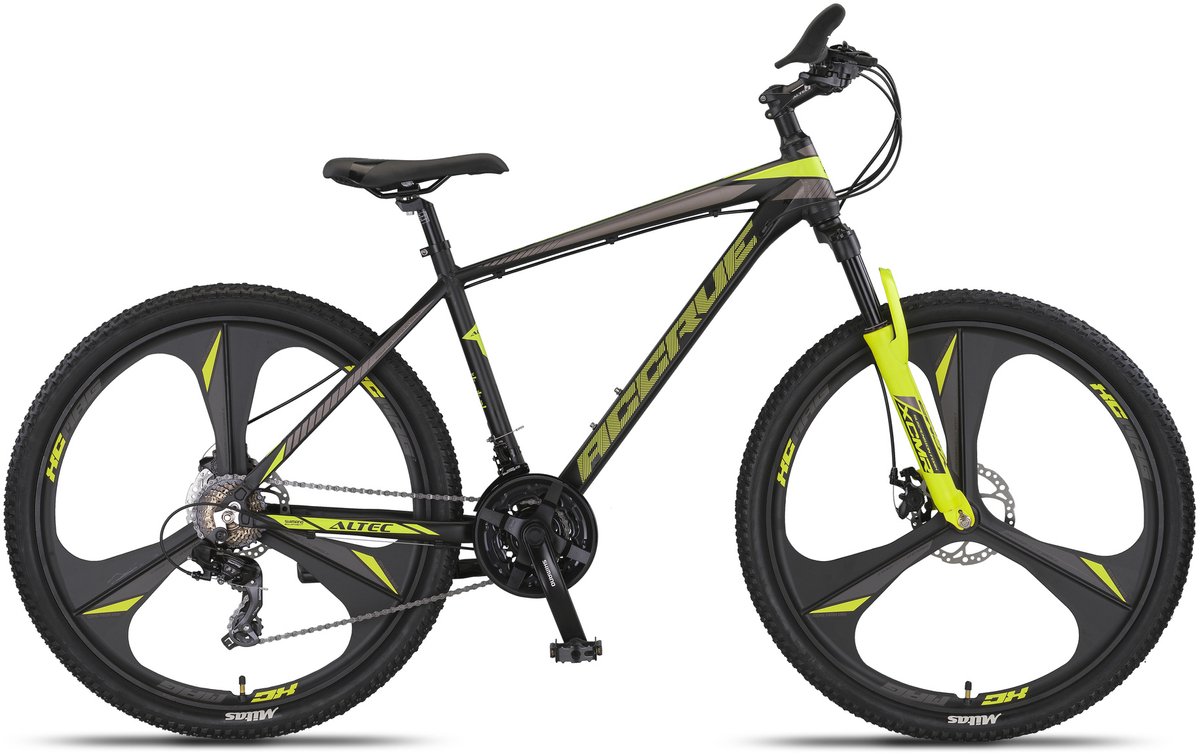 Altec Hardtail Mountainbike Accrue MTB 27.5 Inch 45 cm Unisex 21V Mechanische schijfrem Zwart/Geel