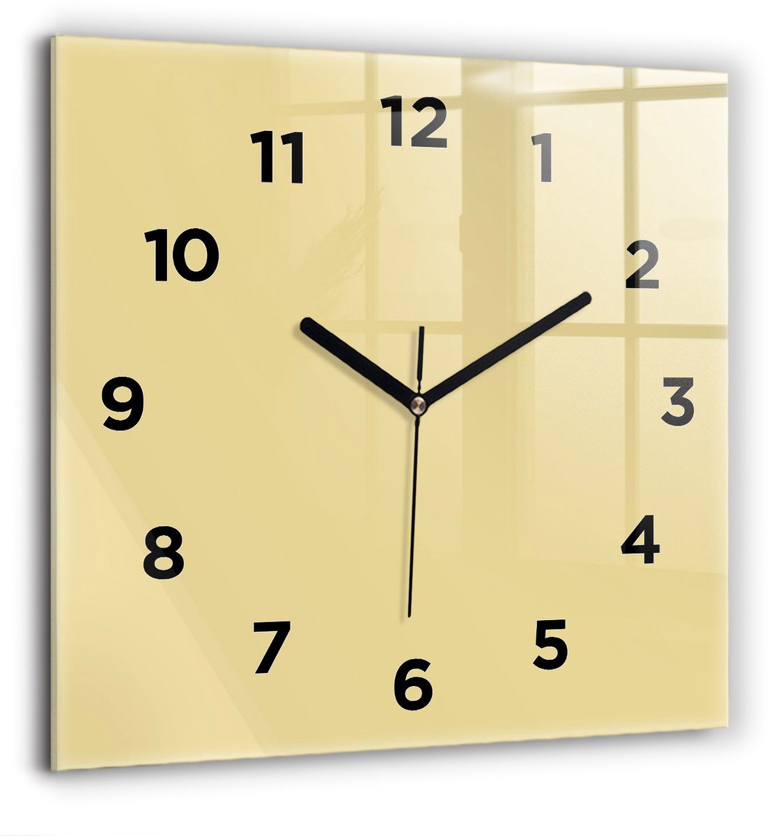 Wallfluent Wandklok - Romig Vierkante Glazen Klok - 60 cm x 60 cm - Romig Wandklok - Zwarte Handen - Wandklok Met Cijfers - Stille Wandklok Slaapkamer - Vierkante Glazen Wandklok - Industrieel Wandklok - Vierkante Glas Klok