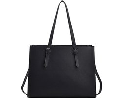 Handtas-dames-shopper-large-zwart-groot-laptop-tas-elegant-leer-schouder-tas-voor-kantoor-werk-school