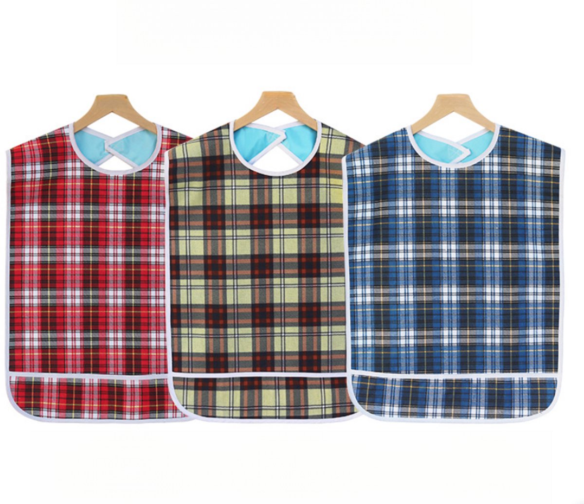 Image of 6-pack wasbare, herbruikbare, waterdichte kledingbeschermers – Grote slabbetjes voor volwassenen – Zorg voor ouderen