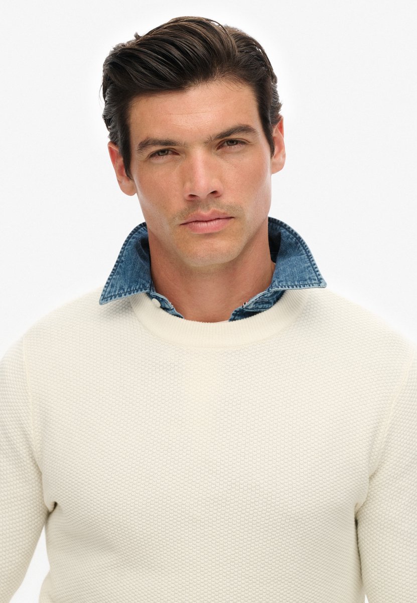 Superdry Lichtgewicht katoenen trui met textuur Heren Sweaters Creme