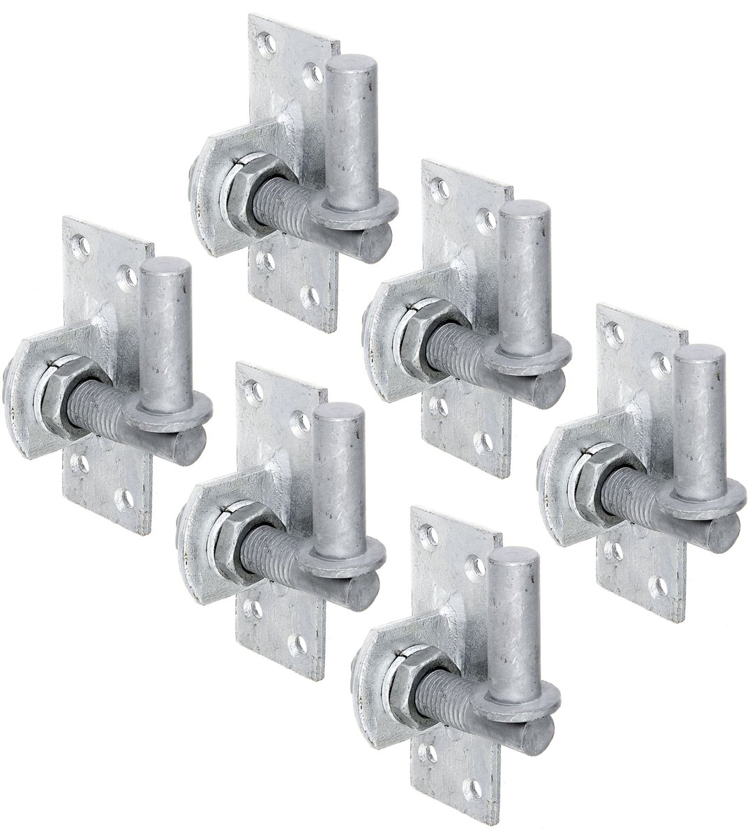 Alberts 868786 Duim om vast te schroeven, verstellbar um 20 mm, thermisch verzinkt, Dornmaß Ø16 mm, plaat 100 x 40 mm, 6er set