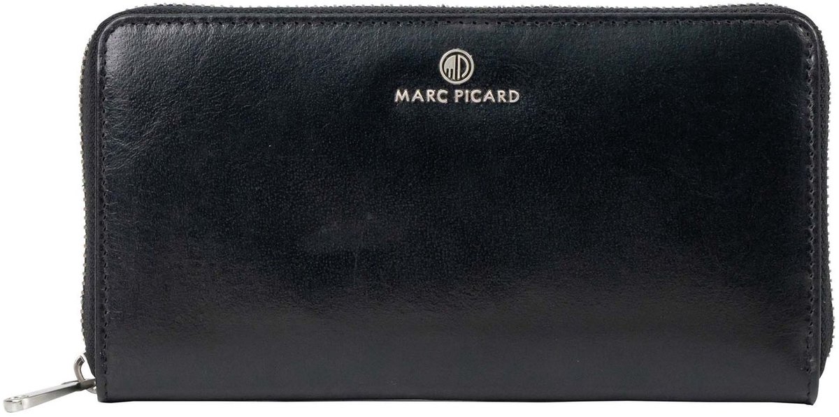 Marc Picard Leren portemonnee Firenze Zip Wallet Black zwart