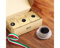 Italiaans Koffie Proefpakket – 3×250g Premium Espresso Bonen – Donker gebrand – Chocolade, Vanille, Karamel & Hazelnoot – Cafékwaliteit – Brizio Lungo • Roast & Co • Brizio Espresso