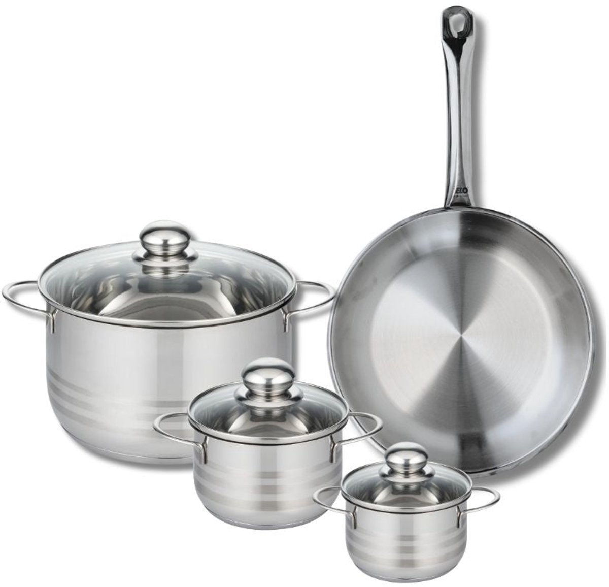 Set van 1 Koekenpan 28 cm en 3 kookpotten 12, 14 en 24 cm Elo Profi Brillant
