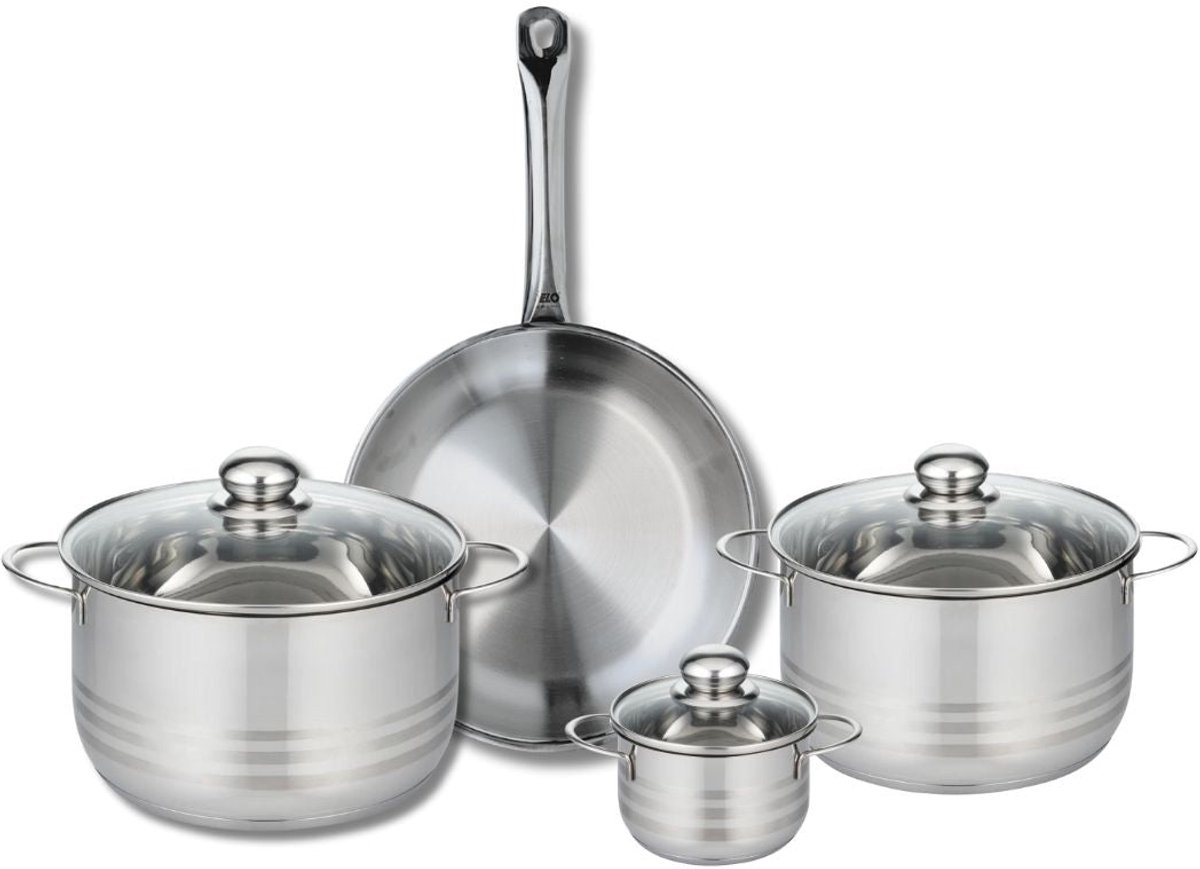 Set van 1 Koekenpan 28 cm en 3 kookpotten 12, 20 en 24 cm Elo Profi Brillant