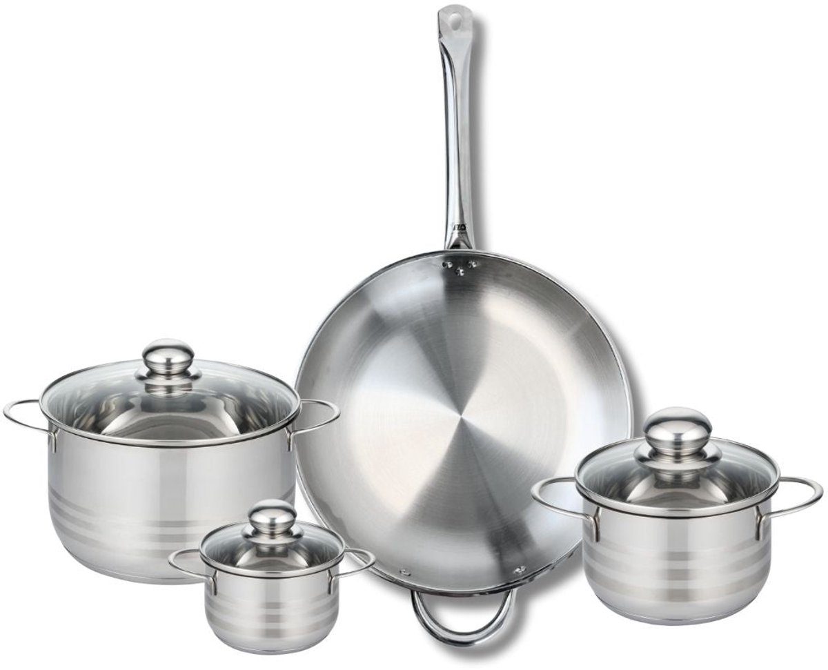 Set van 1 Koekenpan 32 cm en 3 kookpotten 12, 16 en 20 cm Elo Profi Brillant