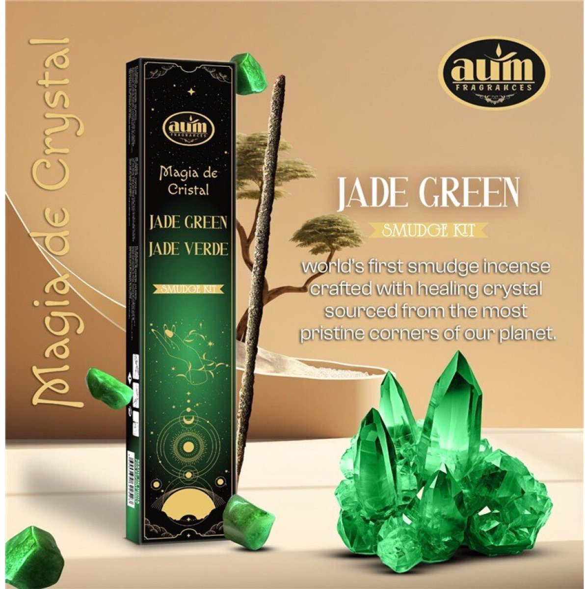 2 pakketen Handgemaakte wierook sticks met GROENE JADE edelsteen gratis - gezondheid - harmonie - 20gr