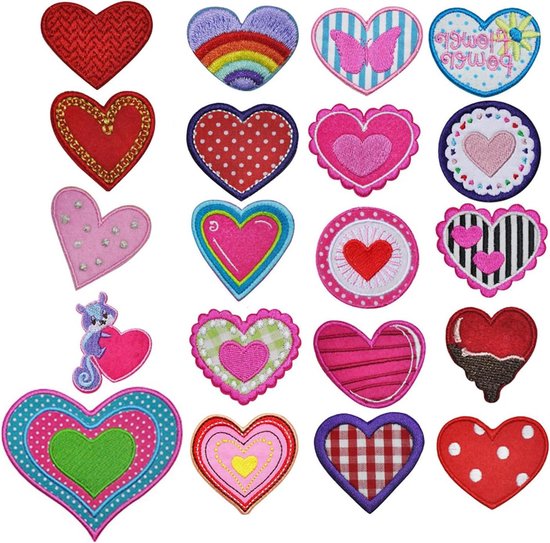 62 Hart-Patches Om Op Te Naaien en Te Strijken - Mini-Patches Voor