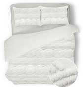 Eleganzzz Dekbedovertrek Jacquard Teddy Pluche - Off White - Jacquard Teddy Dekbedovertrek - Dekbedovertrek 240x200/220cm - Lits Jumeaux dekbedovertrekken - 240x220cm - Teddy Dekbedovertrek - Fluffy Dekbedovertrek - Effen Dekbedovertrek