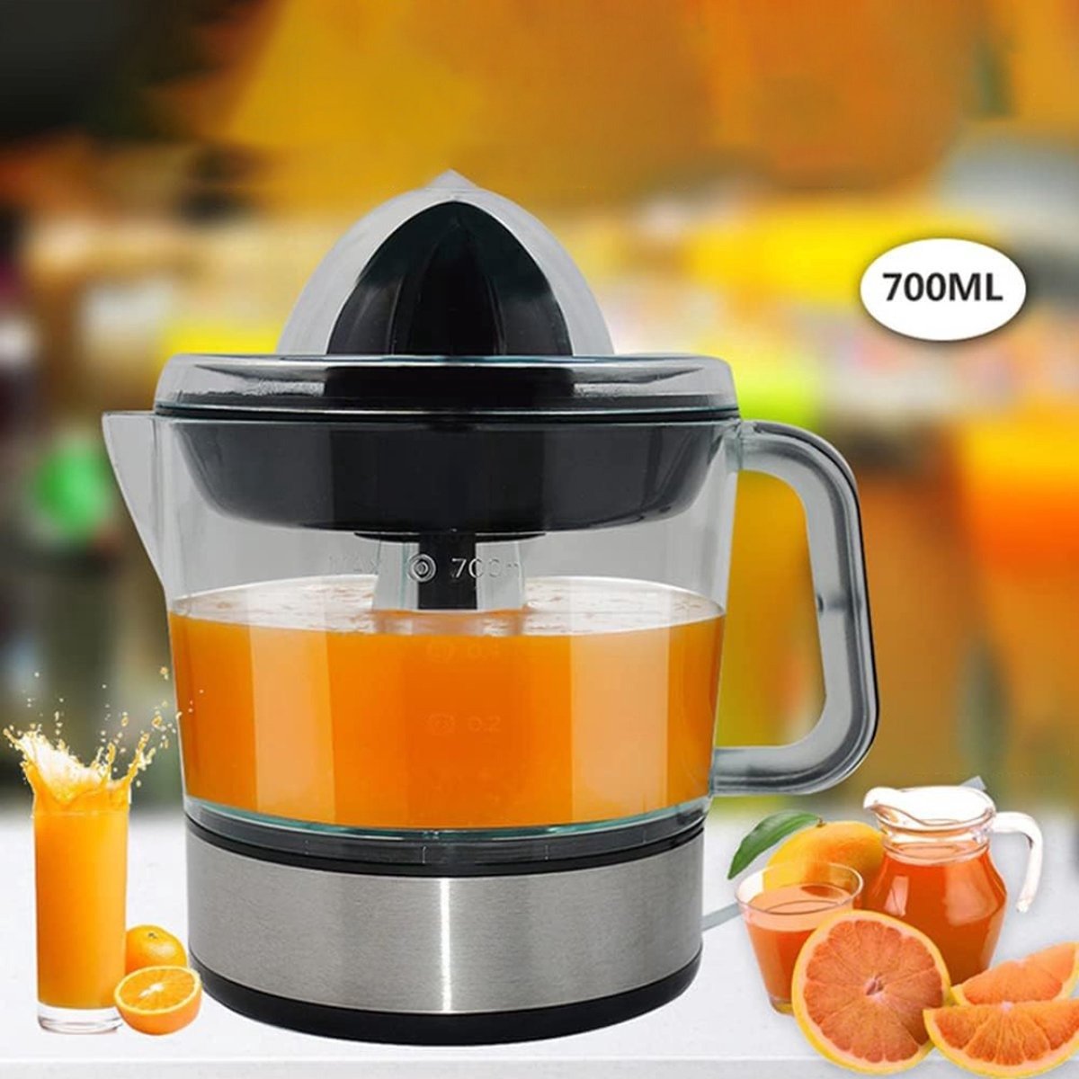QPFO® Elektrische Sinaasappelpers 220W - Automatische Citruspers - 0.7L Sapreservoir - Compact en Krachtig