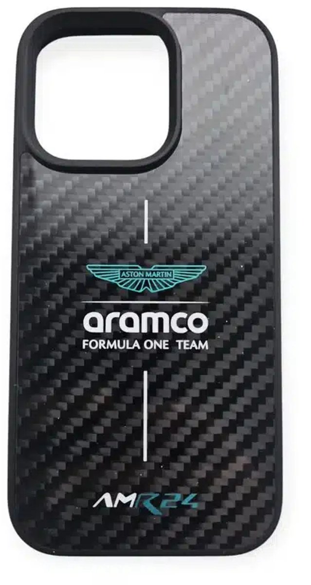 Aston Martin - Backcover - iPhone 16 Pro - Magsafe - Carbon - ARM24 Logo - Zwart
