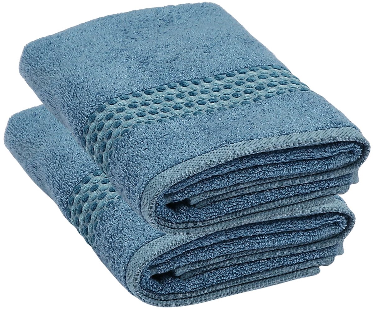 Azomor® Set van twee absorberende lichtblauwe katoenen handdoeken voor veelzijdig gebruik