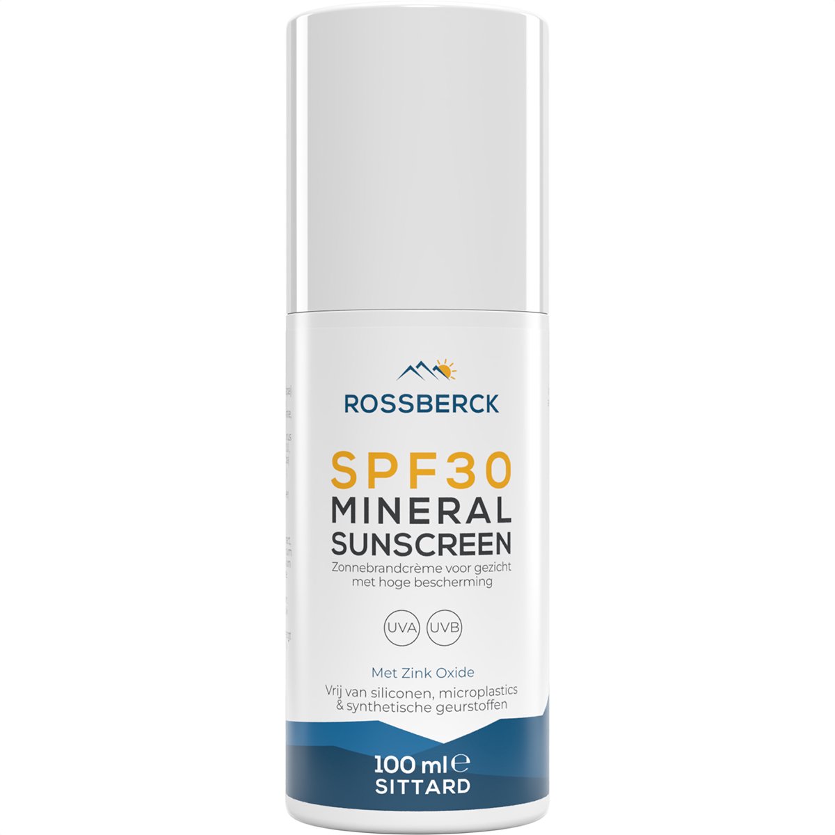 Rossberck Zonnebrand Gezicht SPF30 - Zonnebrandcrème Mannen - Minerale Zonnefilter - Zonnecrème Gezicht - Sunscreen - 100 ml