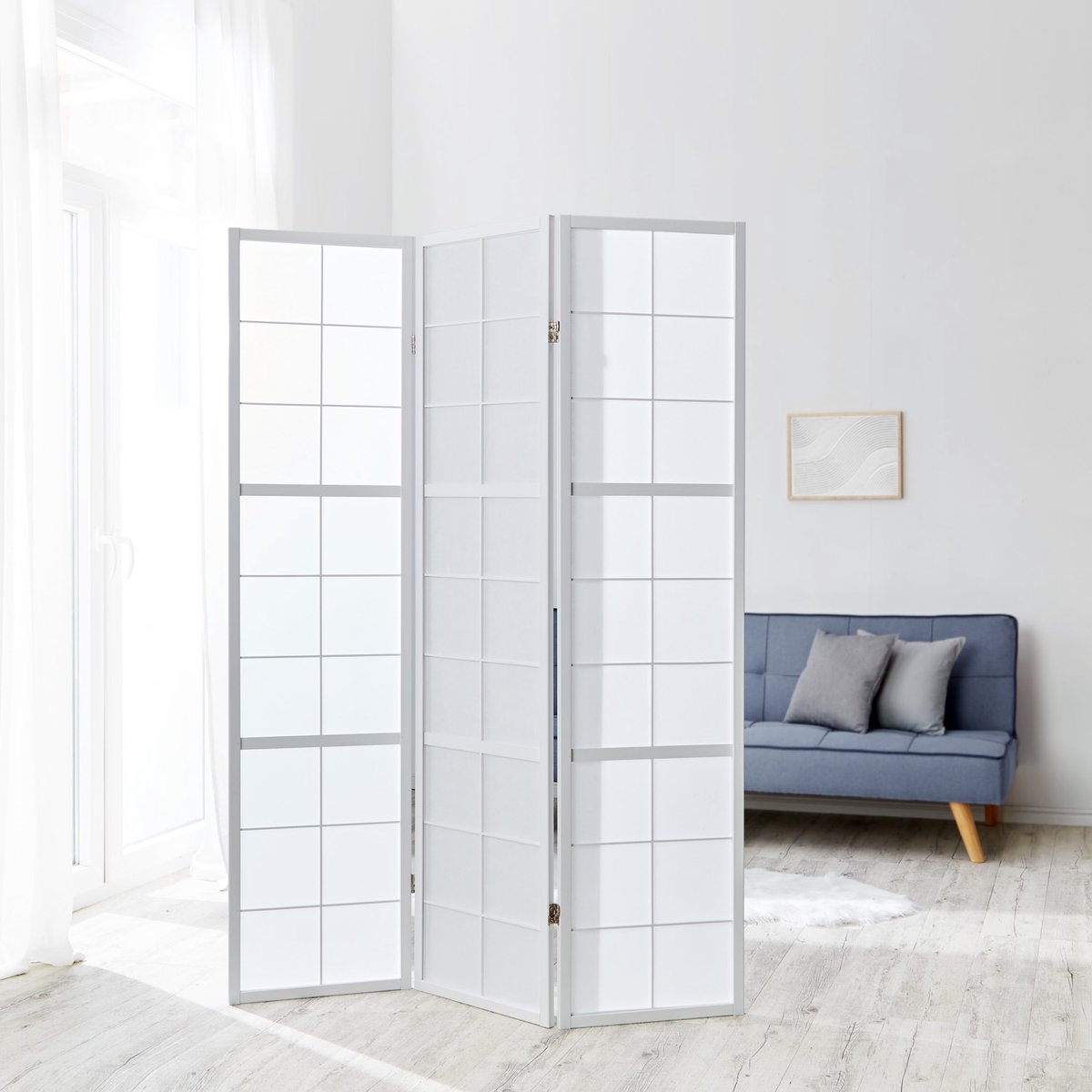 Homestyle4u Kamerscherm 3 panelen - 132x175 cm - Wit - 3-delig - Shoji