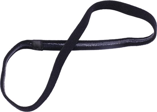 Bandeau de sport élastique noir en forme de boucle.
