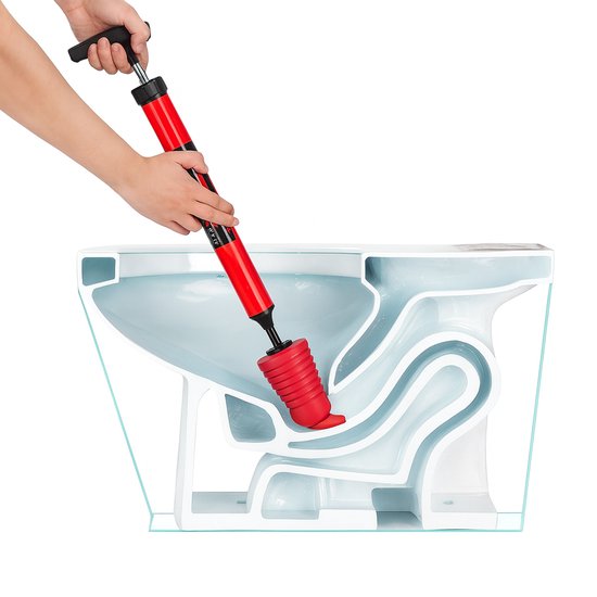 BOECK - Krachtige Toilet Ontstopper met Handpomp – Drukontstopper voor WC, Afvoer & Gootsteen – Herbruikbaar – Rood/Zwart - High-Pressure Pneumatische Toiletonstopper – ECM en duurzaam – Voor badkamer, wc & gootsteen