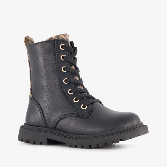 Bottes à lacets fille Blue Box à imprimé léopard noir - Taille 22
