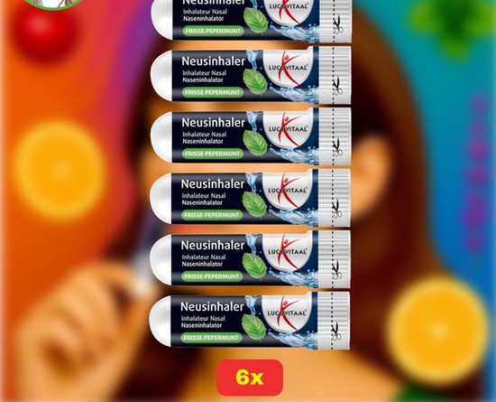 Lucovitaal Neusinhaler - Frisse Pepermunt - 6x voordeelverpakking