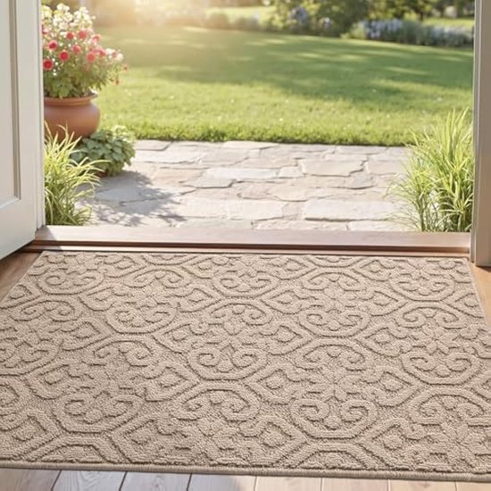 Paillasson Selbro®, 44 x 76 cm, paillasson d'intérieur absorbant et antidérapant, profil bas, paillasson d'entrée, porte d'entrée, couloir, terrasse, beige