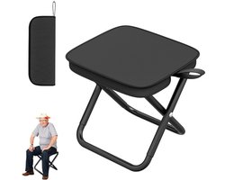 Draagbare Opvouwbare Kruk - Opvouwbare Kampeerkruk - Mini-opvouwbare Kruk - Gemakkelijk mee te Nemen - Opvouwbare Kruk voor Vissen - Opbergen in een Rugzak, Auto of Camper - Geschikt voor Reizen, Tuin, Terras, Vissen, Barbecue, Strand - Zwart