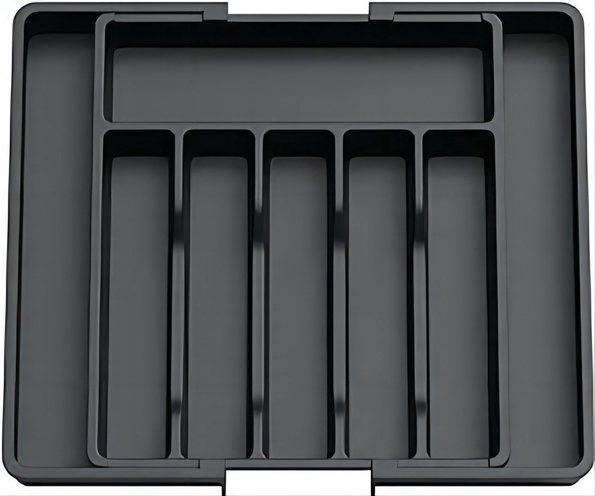 Verstelbare Bestekbak - Uitschuifbaar van 6 tot 8 Vaks - 33-57 x 38 x 5.5 cm - Organiser -Zwart
