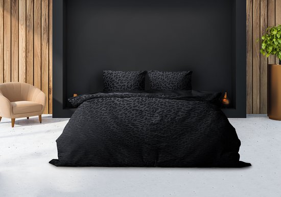 Eleganzzz Dekbedovertrek Micro Mink Leopard - Black - Dekbedovertrek 240x200/220cm - Velvet Dekbedovertrek - 100% Velvet - Lits Jumeaux dekbedovertrekken van Merkloos — afbeelding 4