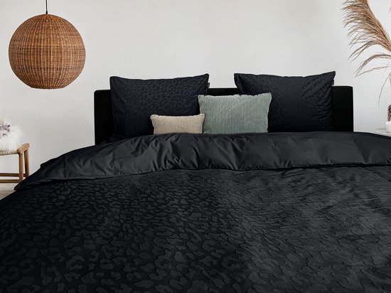 Eleganzzz Dekbedovertrek Micro Mink Leopard - Black - Dekbedovertrek 240x200/220cm - Velvet Dekbedovertrek - 100% Velvet - Lits Jumeaux dekbedovertrekken van Merkloos — afbeelding 3