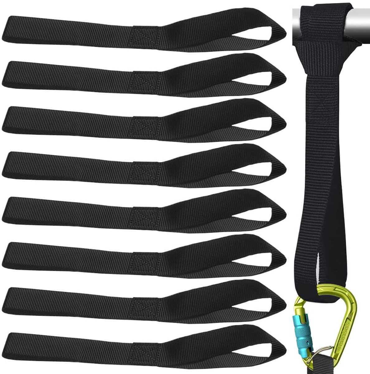 8 stuks Sjorbanden - Met dubbele lussen - Voor motortransport - 30 cm lang, 25 mm breed