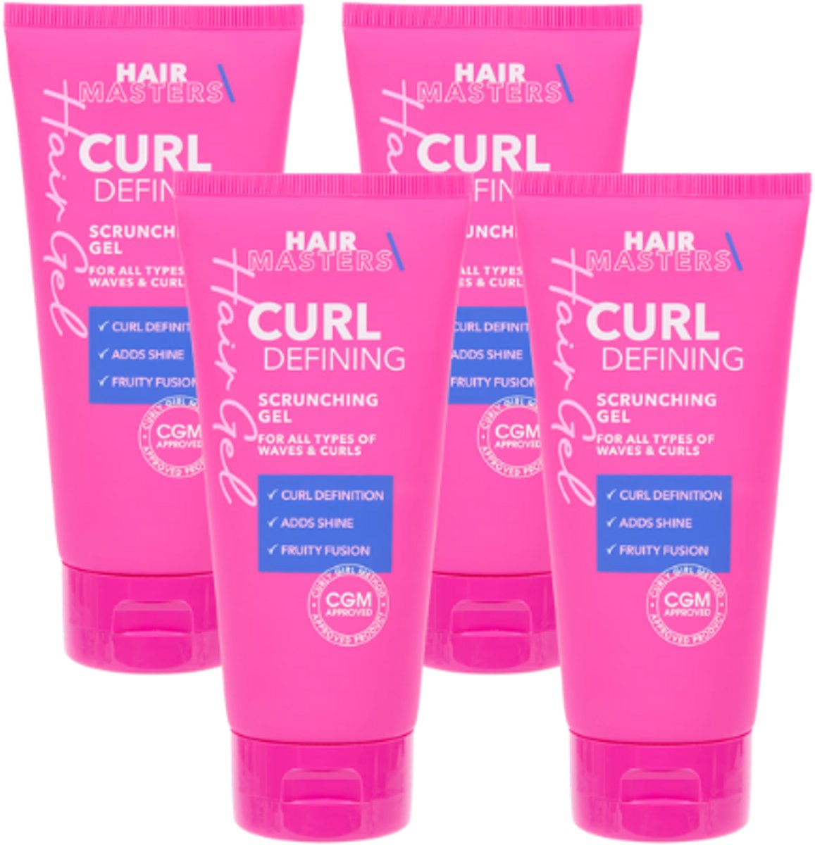 4x Hairmasters Scrunch Gel - Kruldefiniërende Gel | Multipack - 4x 200 ml | Definiërende Krullengel - Voor alle typen krullend haar - Curly Girl Approved