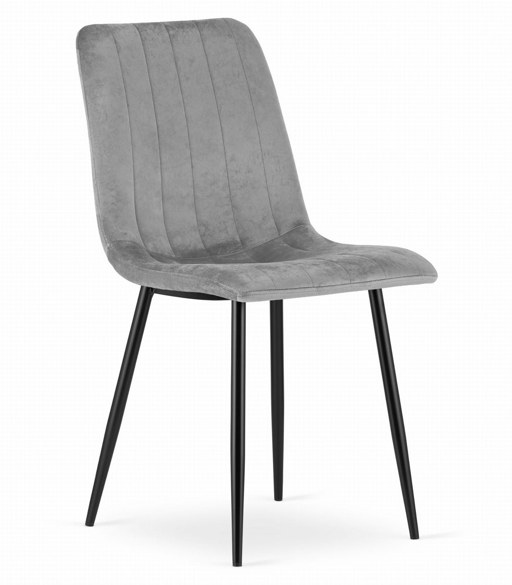 Eetkamerstoel LAVA - Lichtgrijs - Zwarte Metalen Poten - Velvet Bekleding - Industriële Stijl, Max. 110 kg, Ergonomisch Design, Comfortabele Zitting