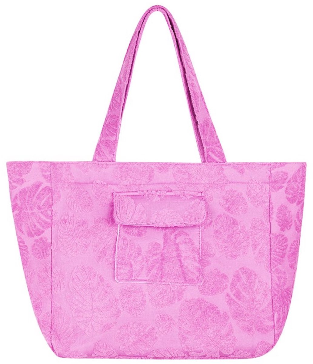 Roze tas - Island Girl - Grote tas met ritssluiting - 62 x 37 x 19 cm - Roze, goudkleurig - Met schattig voorvakje - Damesdingetjes