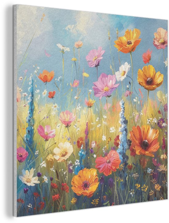 Panneau mural acoustique 90x90 cm - Peinture en Feutre Fleurs - Nature - Botanique - Art - Panneaux acoustiques - Décoration murale insonorisante - Isolation phonique salon - Décoration murale panneaux sonores