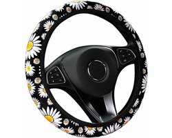 Stuurhoes voor auto, schattige madeliefjesbloem, auto-interieurdecoratie, gebreide stuurhoes, universele autoaccessoires, stuurhoes zonder binnenring.