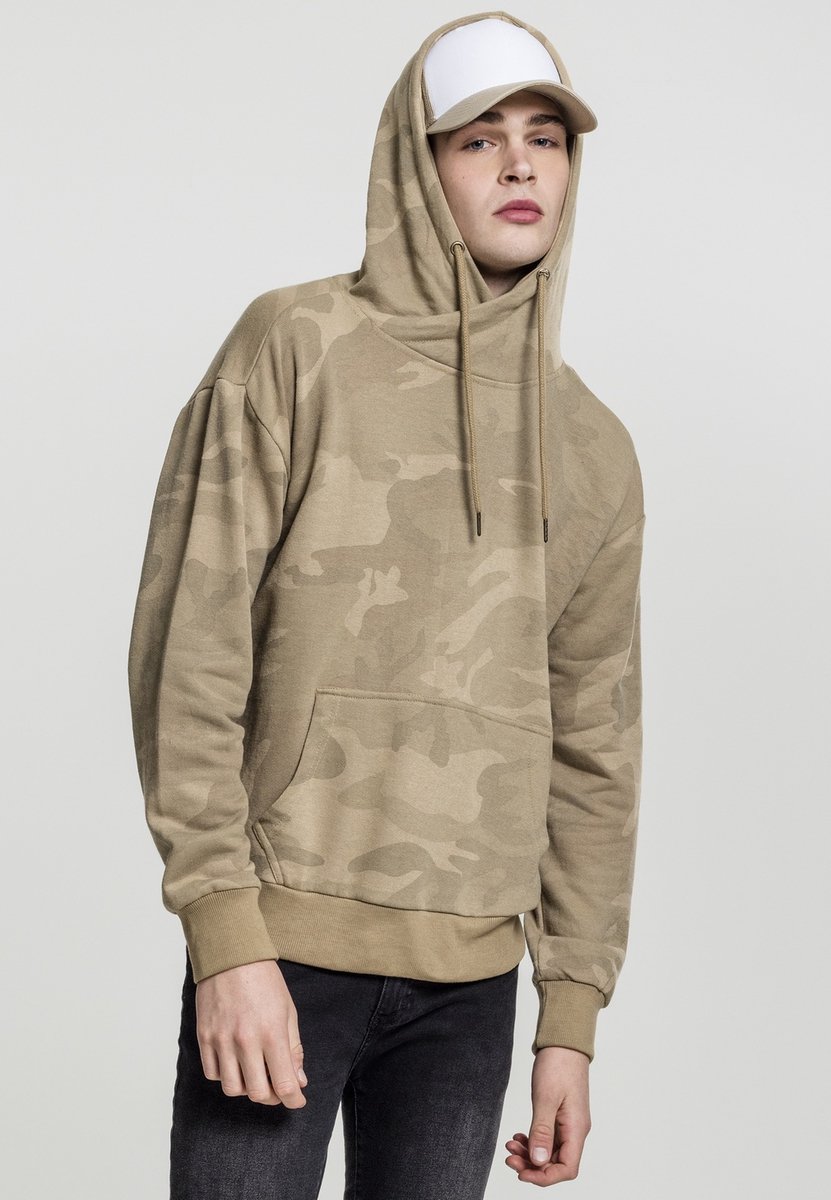 Urban Classics High Neck Camo Hoodie/trui S Beige