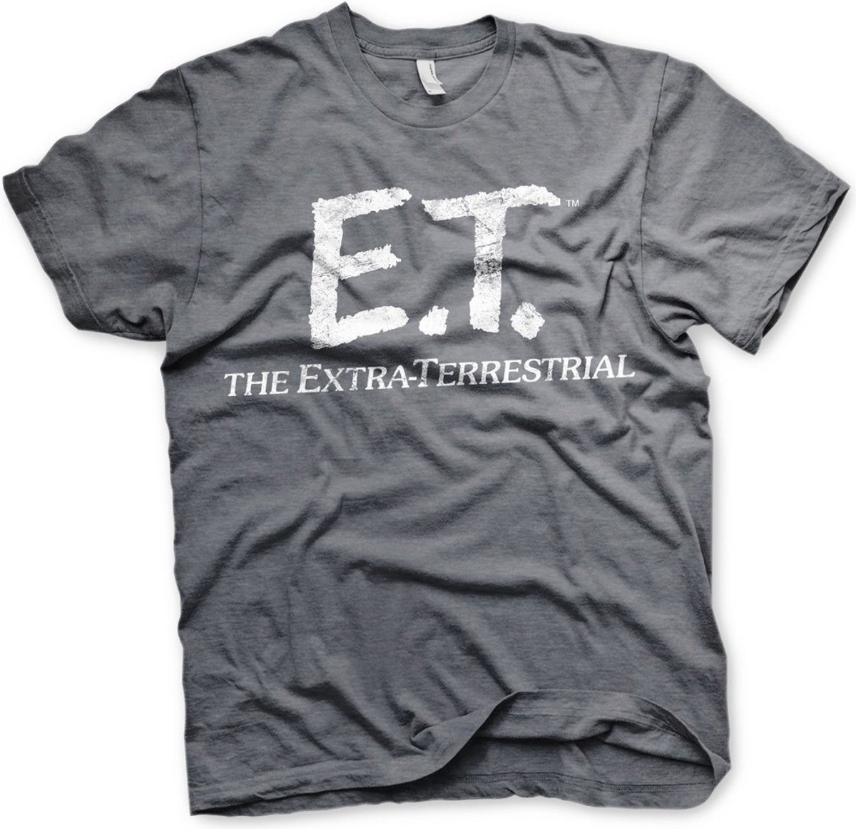 E.T. Extra-Terrestrial Distressed Logo T-Shirt Dark-Heather-2XL