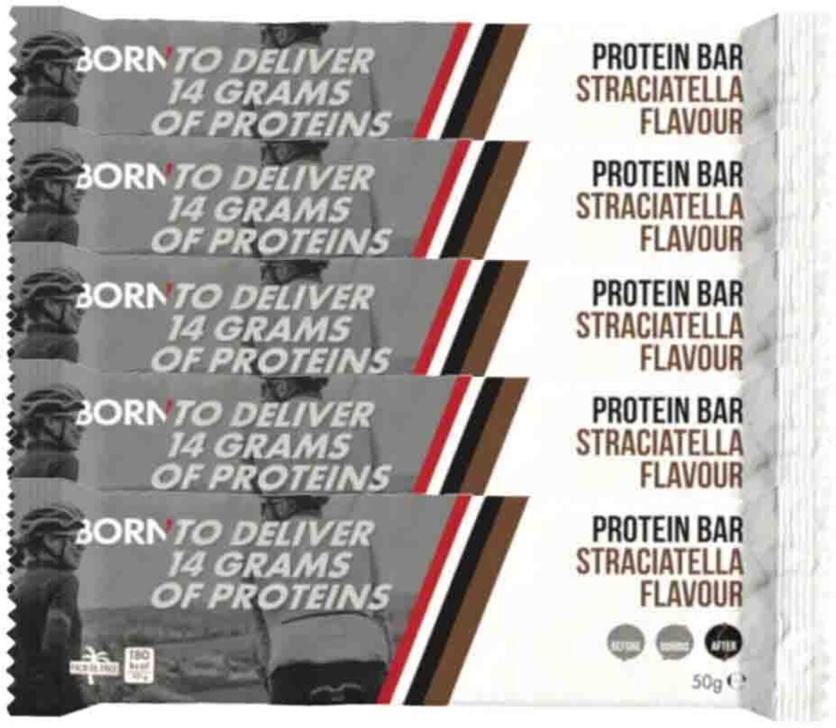 Born - Reep Protein Bar Straciatella - 5 x 50 gr - Voordeelverpakking