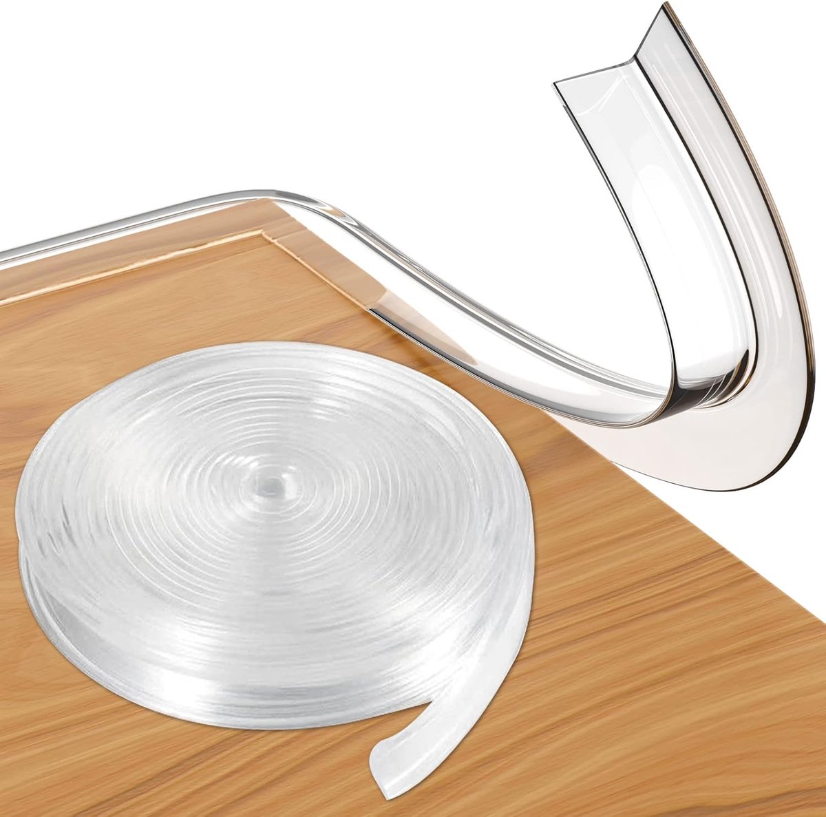 Image of 6 meter babyveiligheid stootrand - Doorzichtige hoekbeschermers en tafelrandbescherming - Zachte schuimbalken voor peuterbeveiliging - Universeel toepasbaar op meubels en tafels