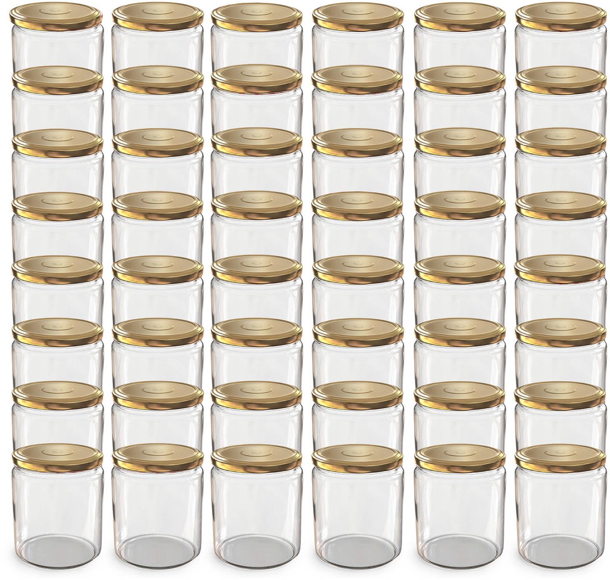 Oputec 48x 405ml inmaakpotten / voorraadpotten TO Ø 82 mm – glazen jampotten – metalen schroefdeksel goud – conservenpotten