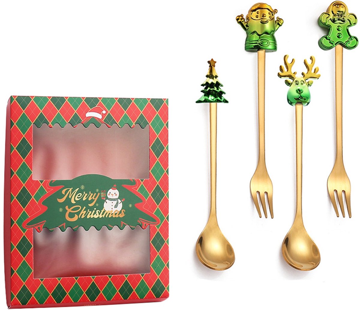 Bestek Cadeauset - 4-delig - Kerst - luxe - servies - feestelijk - diner - cadeau