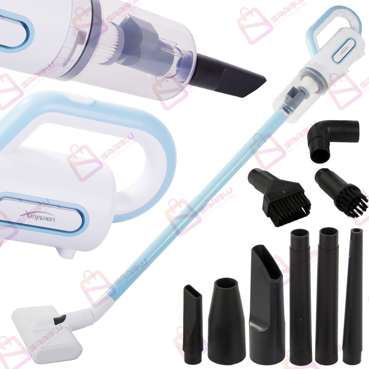 Upright Handstofzuiger 800W – Zakloos & Krachtig – kruimeldief – 6 Opzetstukken – Compacte Handstofzuiger voor Huis & Auto – hand stofzuiger – steelstofzuiger – steel stofzuiger – 58023