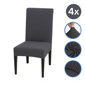 DIVERZA Velvet Stoelhoezen Eetkamerstoelen – Set van 4 – Stretch Stoelhoes Universeel – Inclusief Vloerviltjes – Grijs