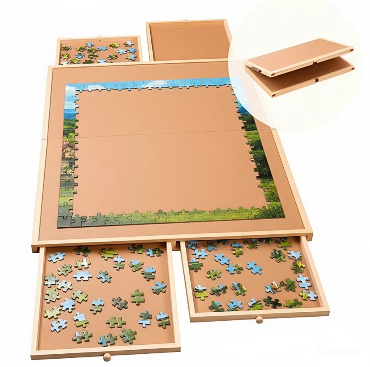 Bol.com Tobey's Puzzeltafel - T/m 1500 stukjes - Inklapbare Houten Puzzelmat met lades - 94x67 - Puzzelbord - Puzzelplaat - Puzz... aanbieding