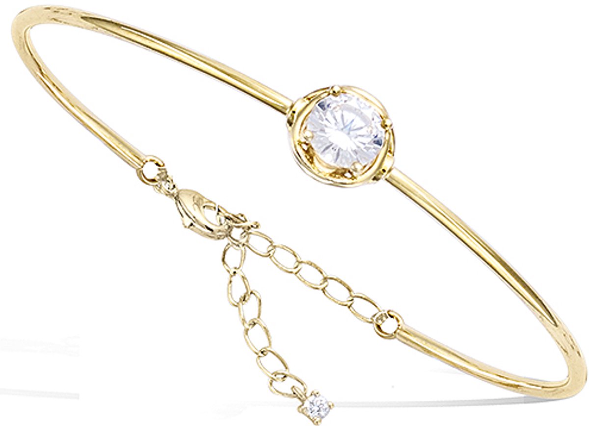 CHIVAL Armband 18K Vergulde Armband "Solitair Stone" – Tijdloos, Elegant, Hypoallergeen, Sieraad met Solitaire Steen, Luxe, Cadeau voor haar, Dames, Sieraden, Liefde, Love, Arm, Geschenkverpakking