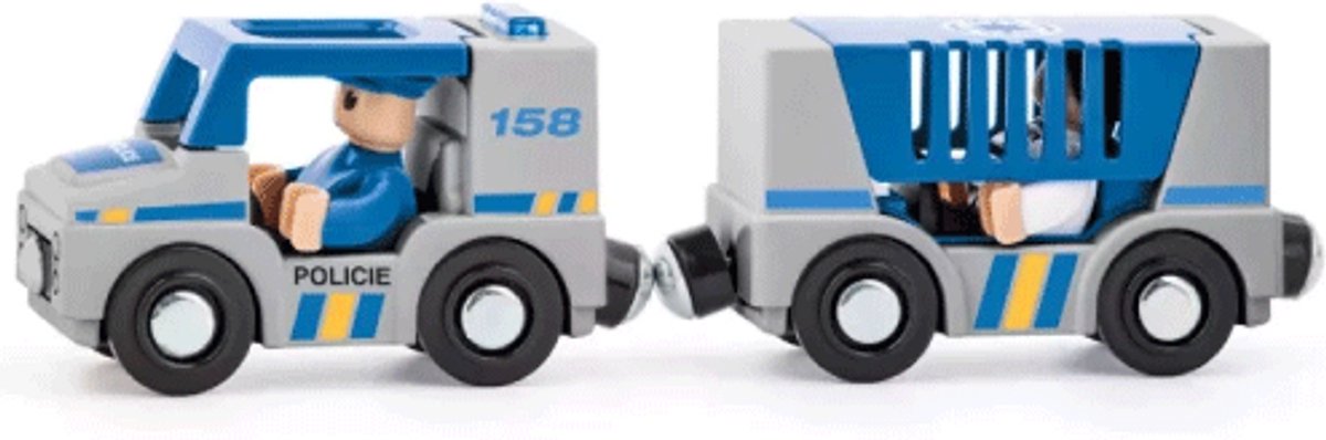 Woody politie speelgoedauto set voor trein met accessoires en figuren.