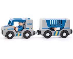 Woody politie speelgoedauto set voor trein met accessoires en figuren.